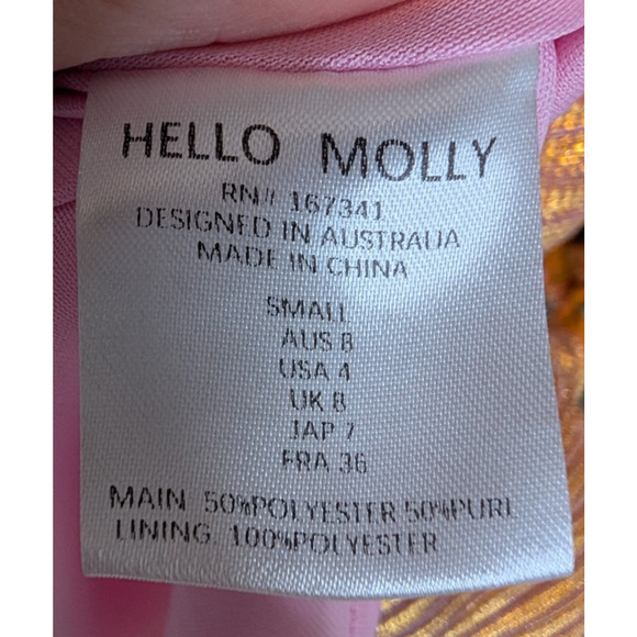 Hello Molly Shimmering Socialite Rose Gold Glam Coquette Tiered Ruffle Dress SML - Picture 9 of 10